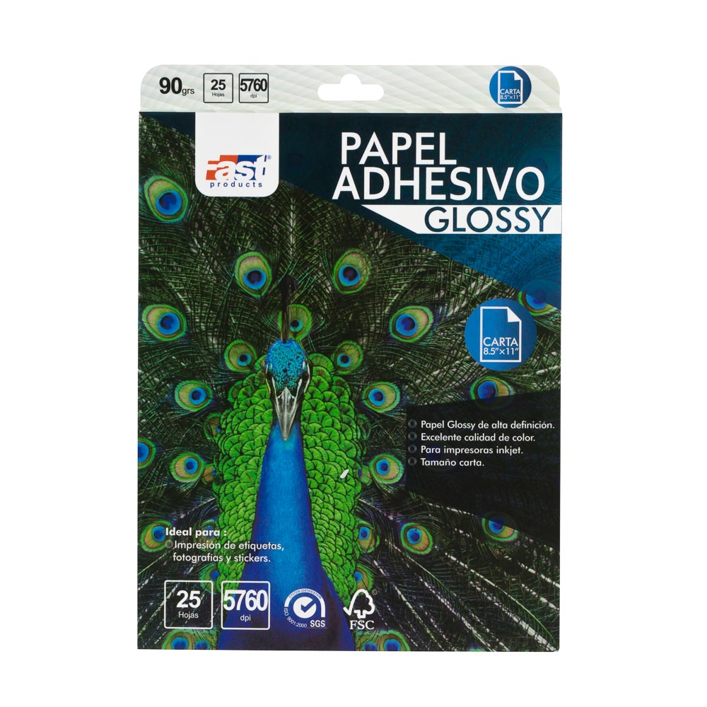 PAPEL ADHESIVO FAST CX25 CARTA 90 GRS GLOSSY