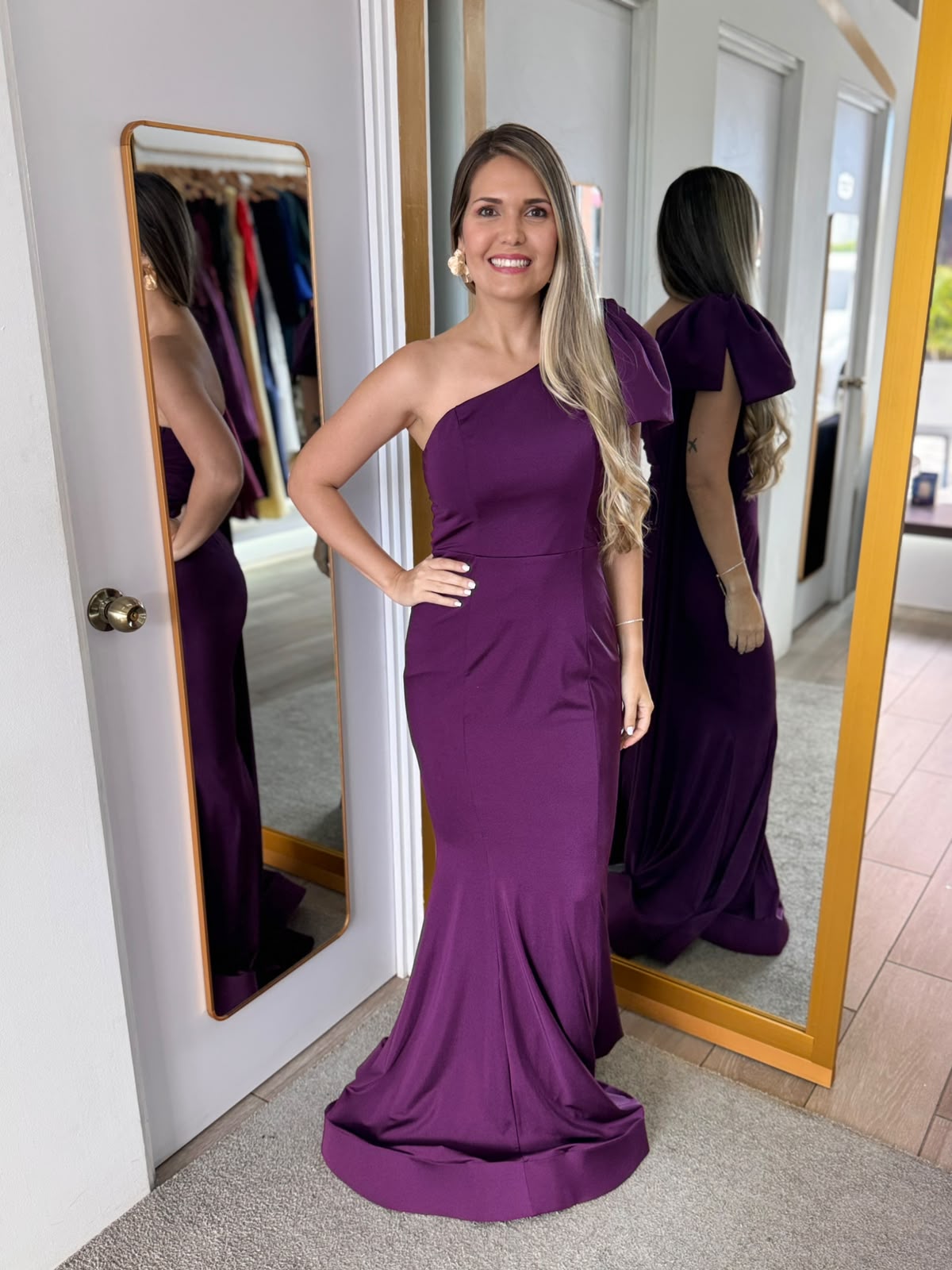 Plum One Should Bow Maxi Dress (Talla S)