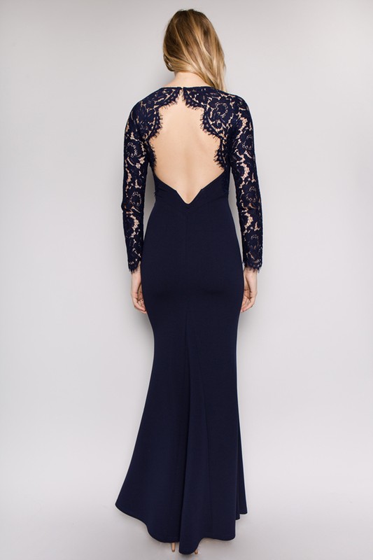Navy Open Back Maxi Dress (Talla M) thumbnail