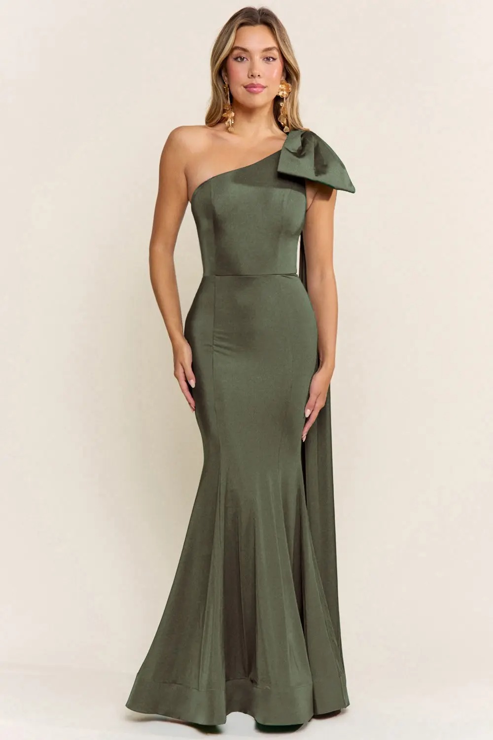Olive One Should Bow Maxi Dress (Talla L) thumbnail