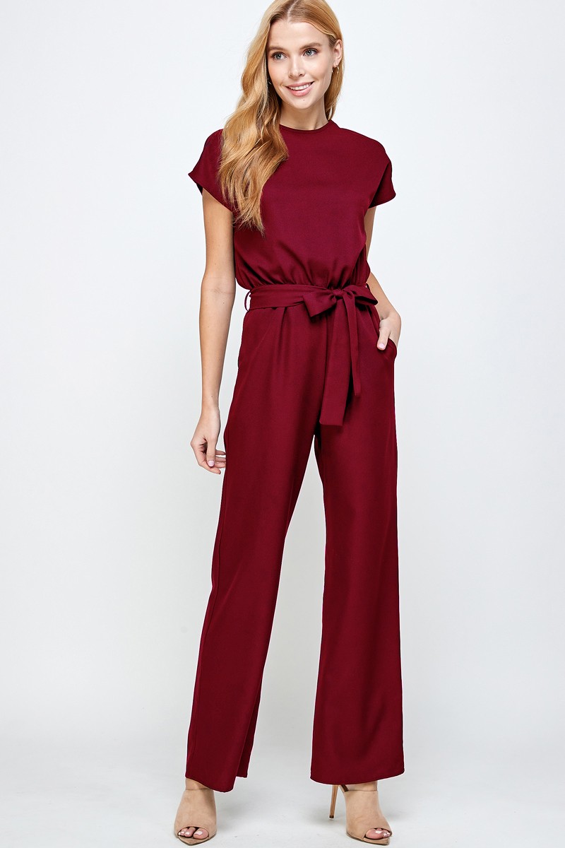 Burgundy Jumpsuit with adjustable waist (Talla S) thumbnail