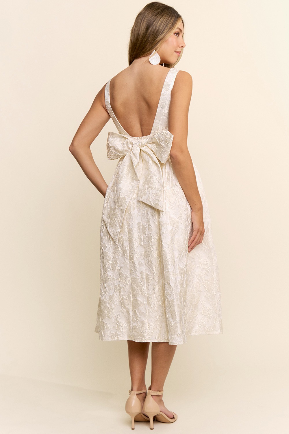 Ivory Jacquard Midi Dress (Talla S) thumbnail