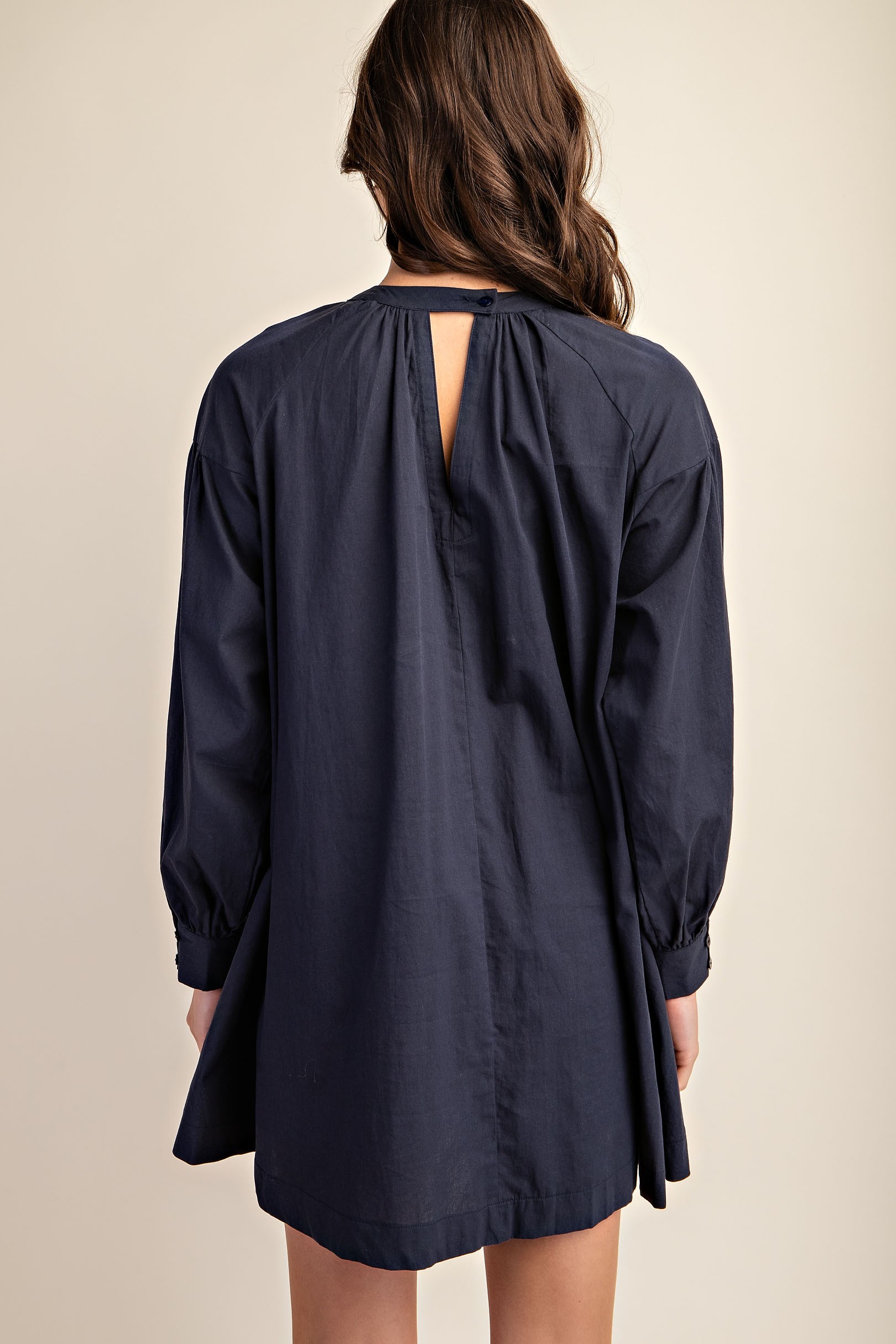 Navy Long Sleeve Mini Dress with Lace (Talla L) thumbnail