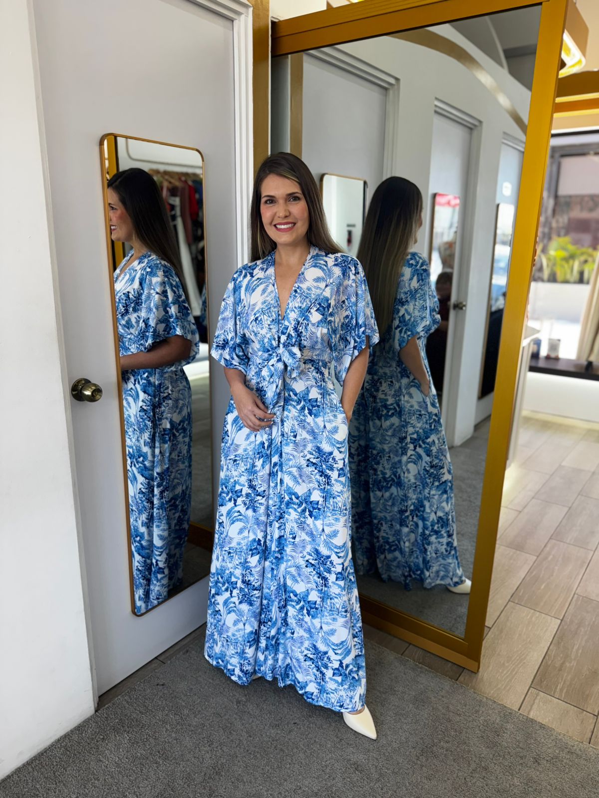 Kimono Sleeve Tie Chest Elastic Waisted Jumpsuit (Talla S)