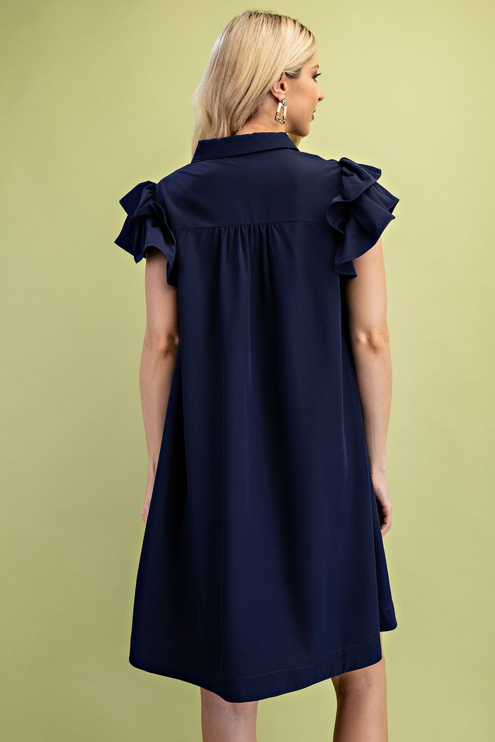 Navy Ruffle Sleeve Mini Dress (Talla S) thumbnail