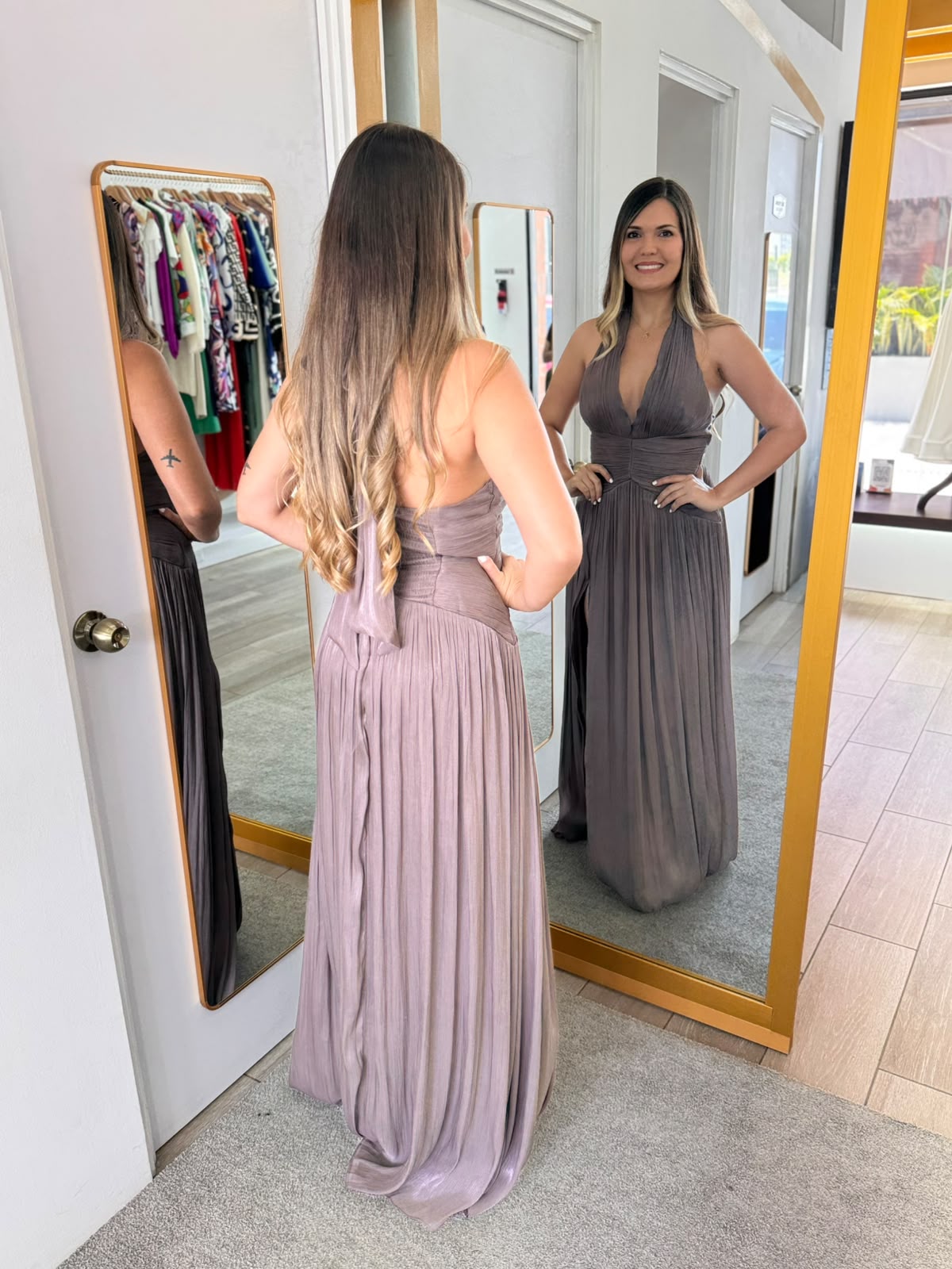 Mocha Halter Neck Maxi Dress (Talla L) thumbnail