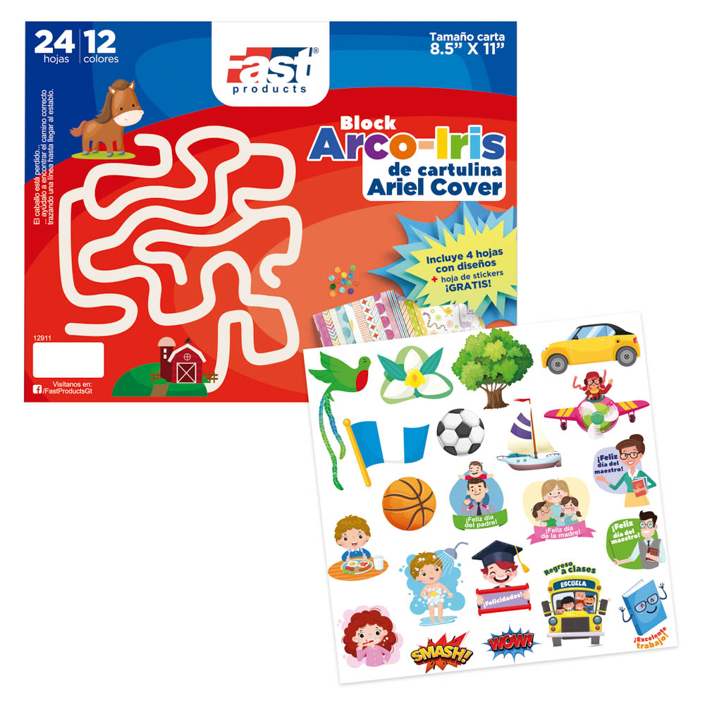 BLOCK ARIEL COVER FAST ARCOIRIS CARTA 24H 12 COL.