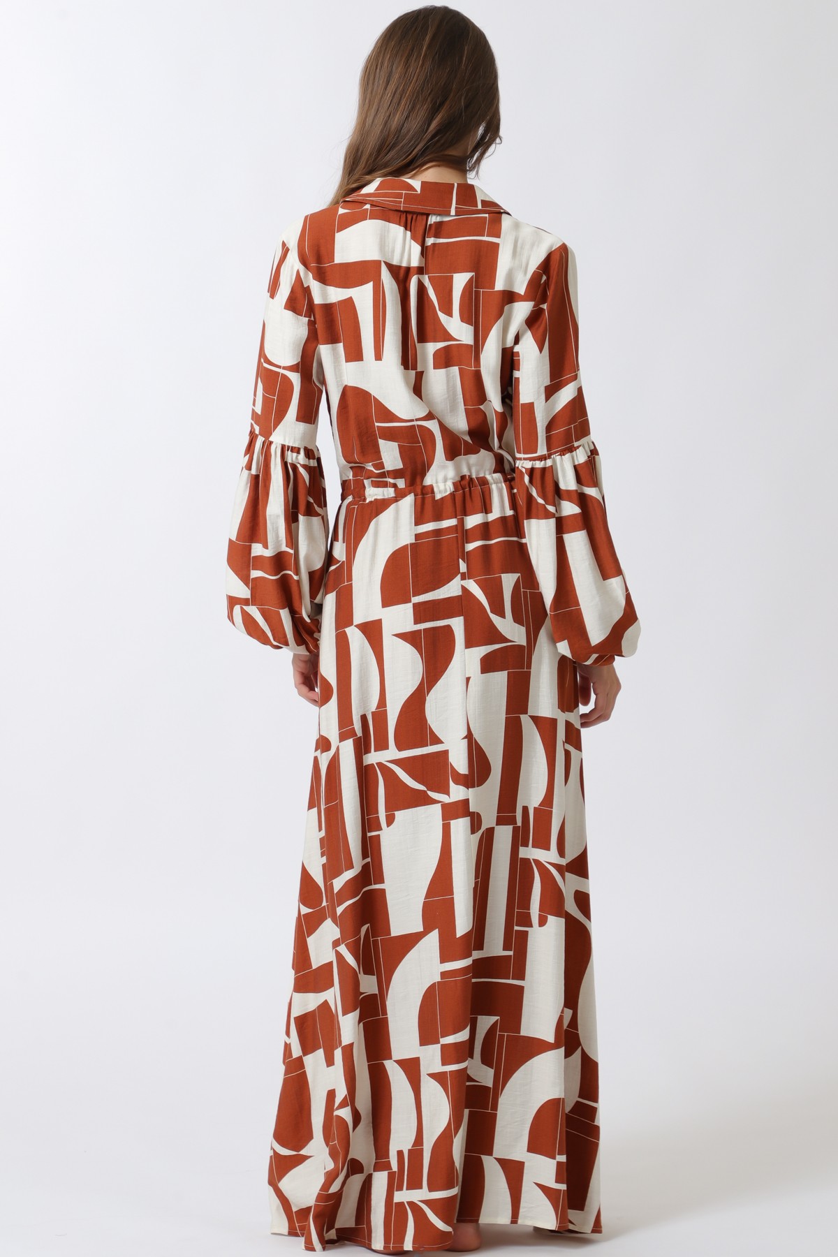 Ivory Long Sleeve Tie Front Chest Maxi Dress (Talla S) thumbnail