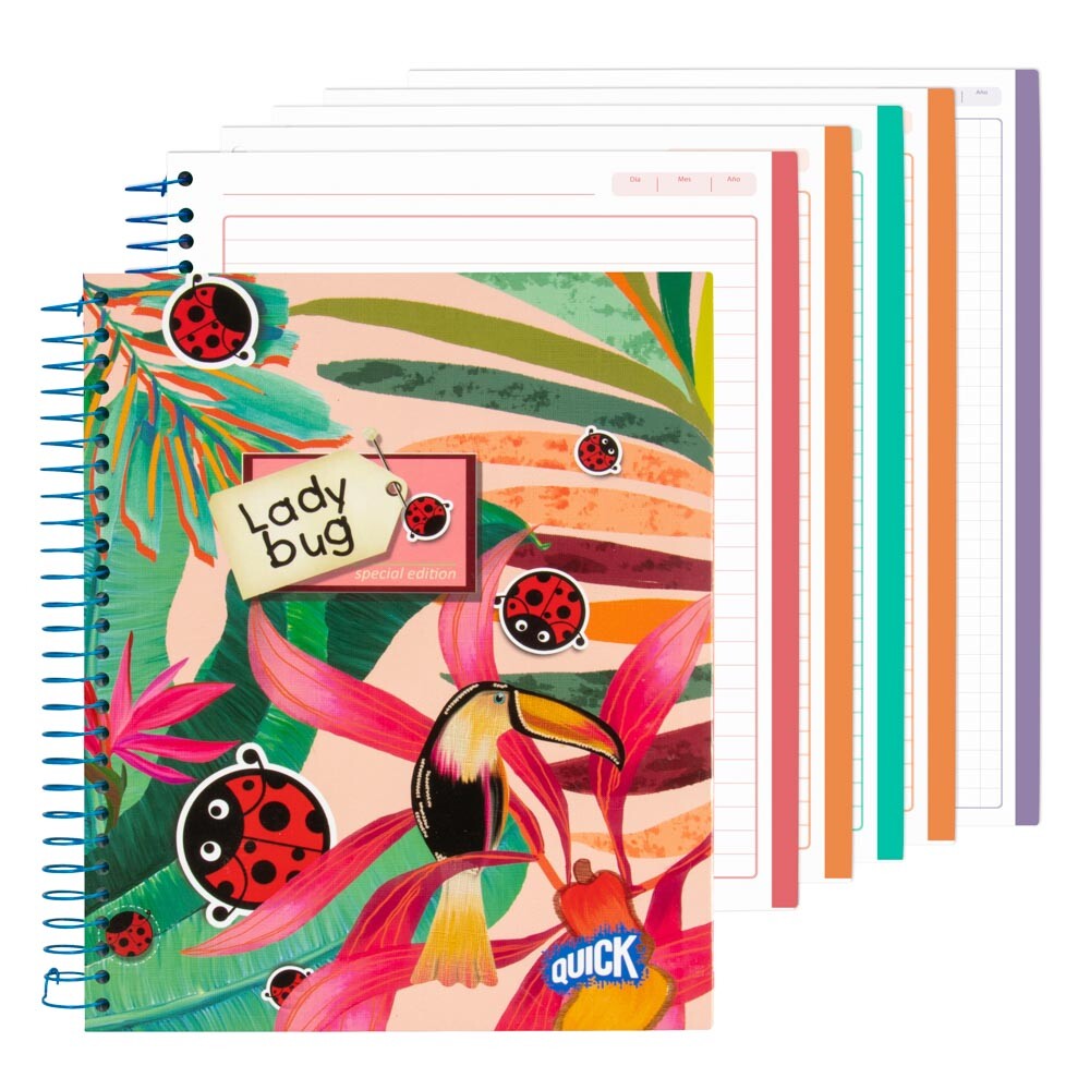CUADERNO C/ESPIRAL QUICK 150H. T/DURA LADY BUG