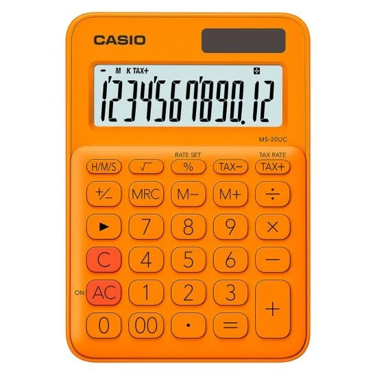 CALCULADORA DE ESCRITORIO CASIO MS-20UC-RG 12D NARANJA