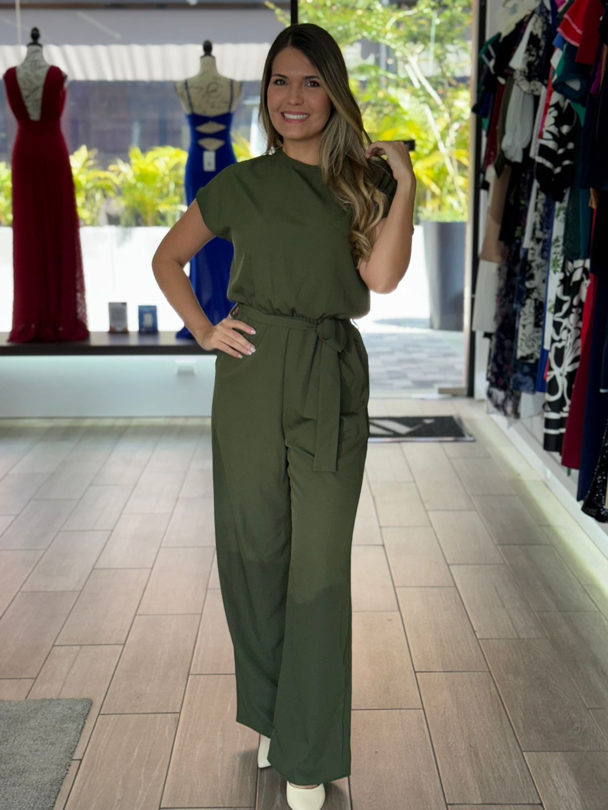 Olive Jumpsuit with Adjustable Waist (Talla M) thumbnail