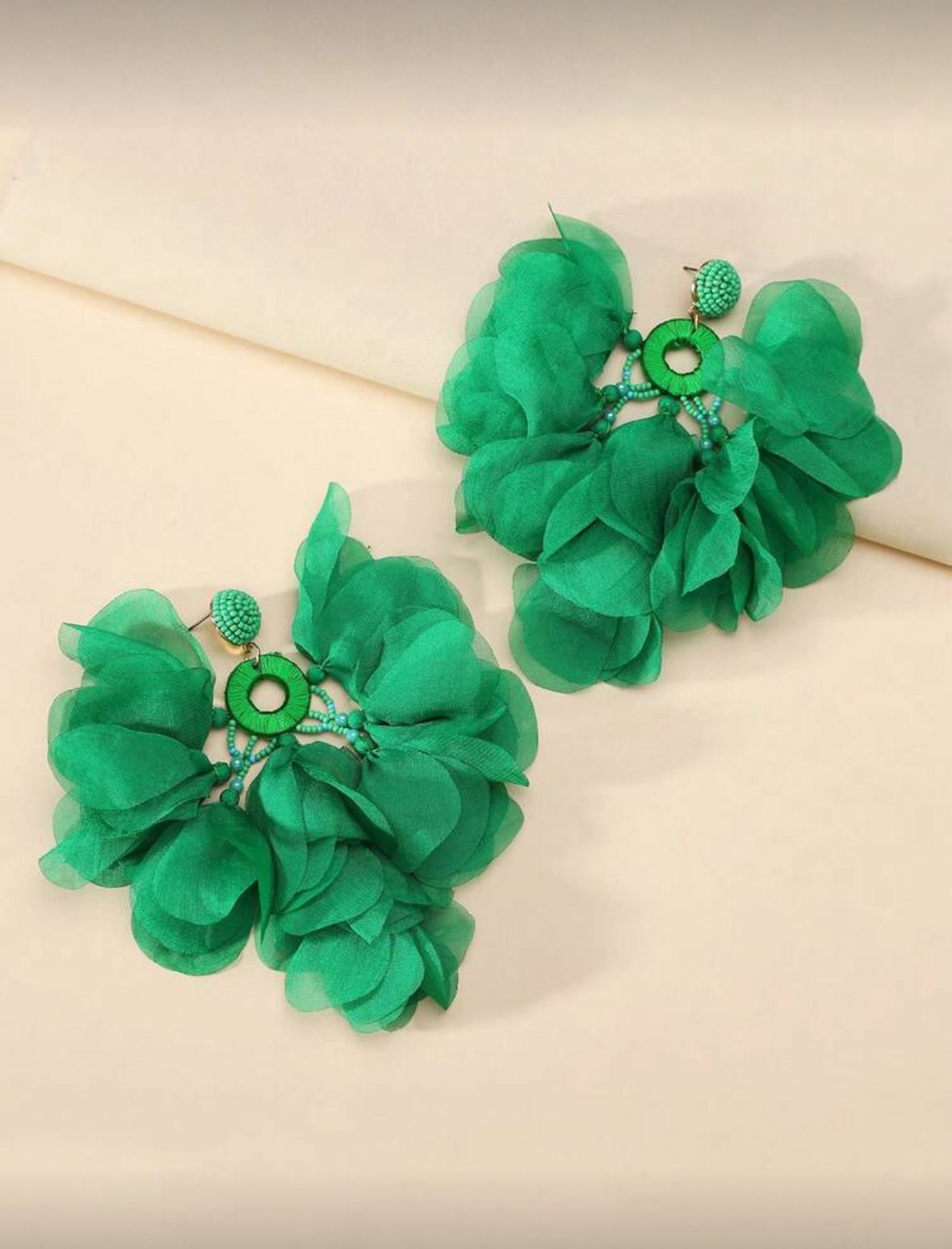Green Bohemian Tear Drop Earrings thumbnail