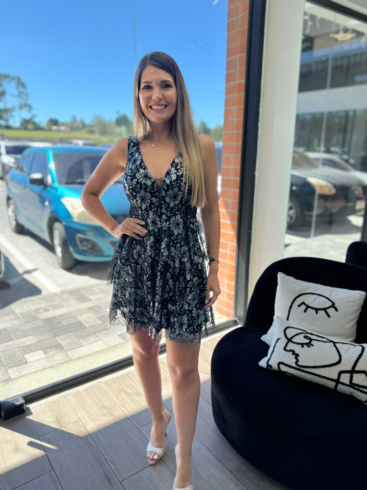 Black Ruffle Layered Short Dress (Talla M) thumbnail
