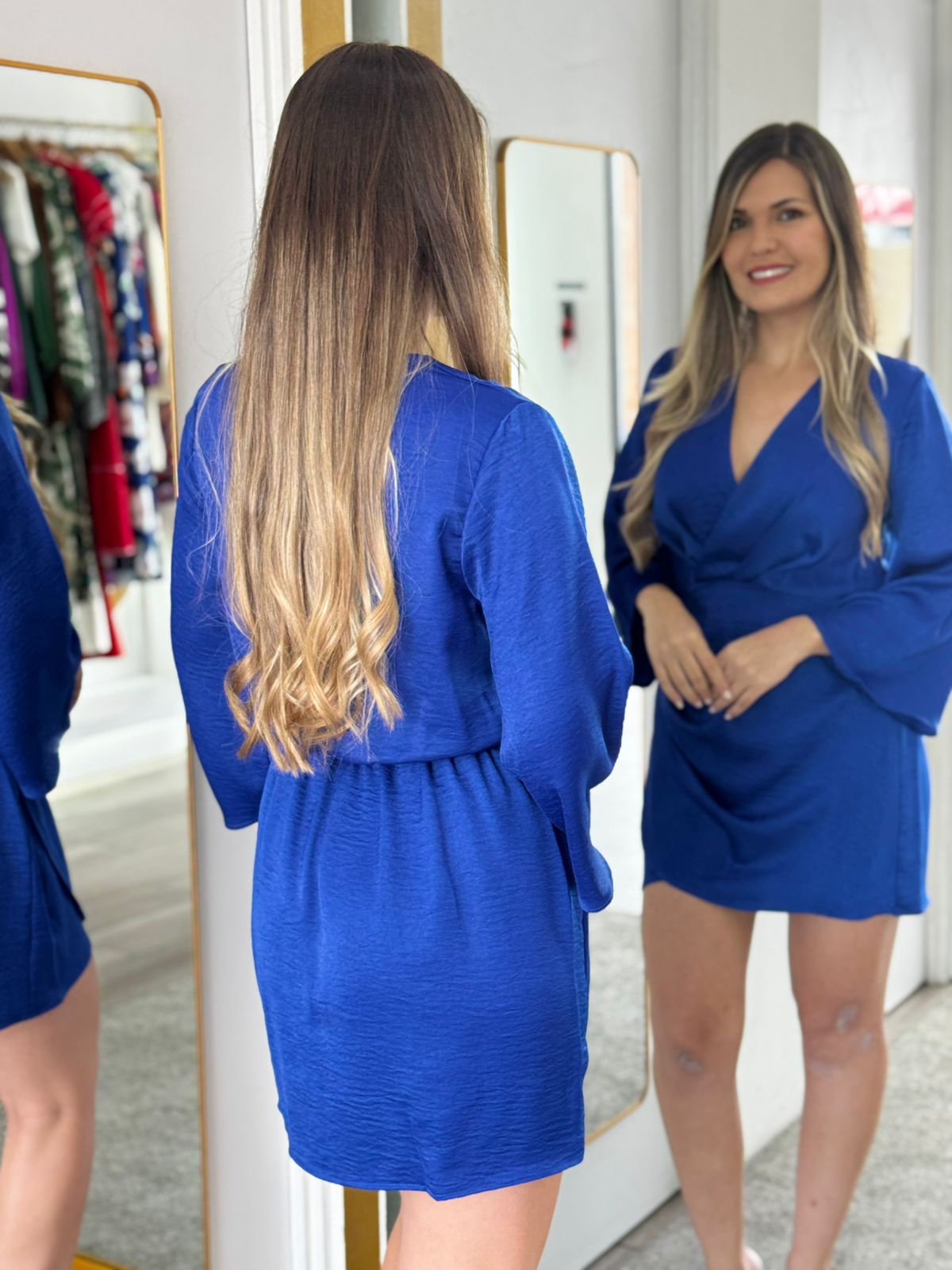 Royal Blue Satin Crepe Short Dress (Talla M) thumbnail