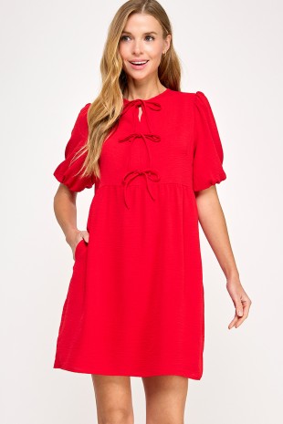 Red Tie Baby Doll Dress (Talla S) thumbnail