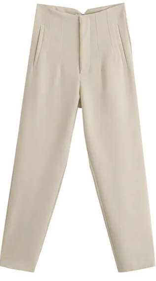 Beige Women Chic Fashion Pants (Talla S)