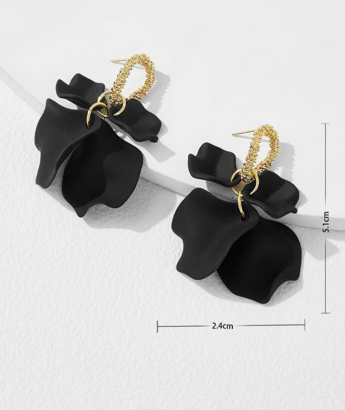 Black Andkiss Petal Drop Earrings thumbnail