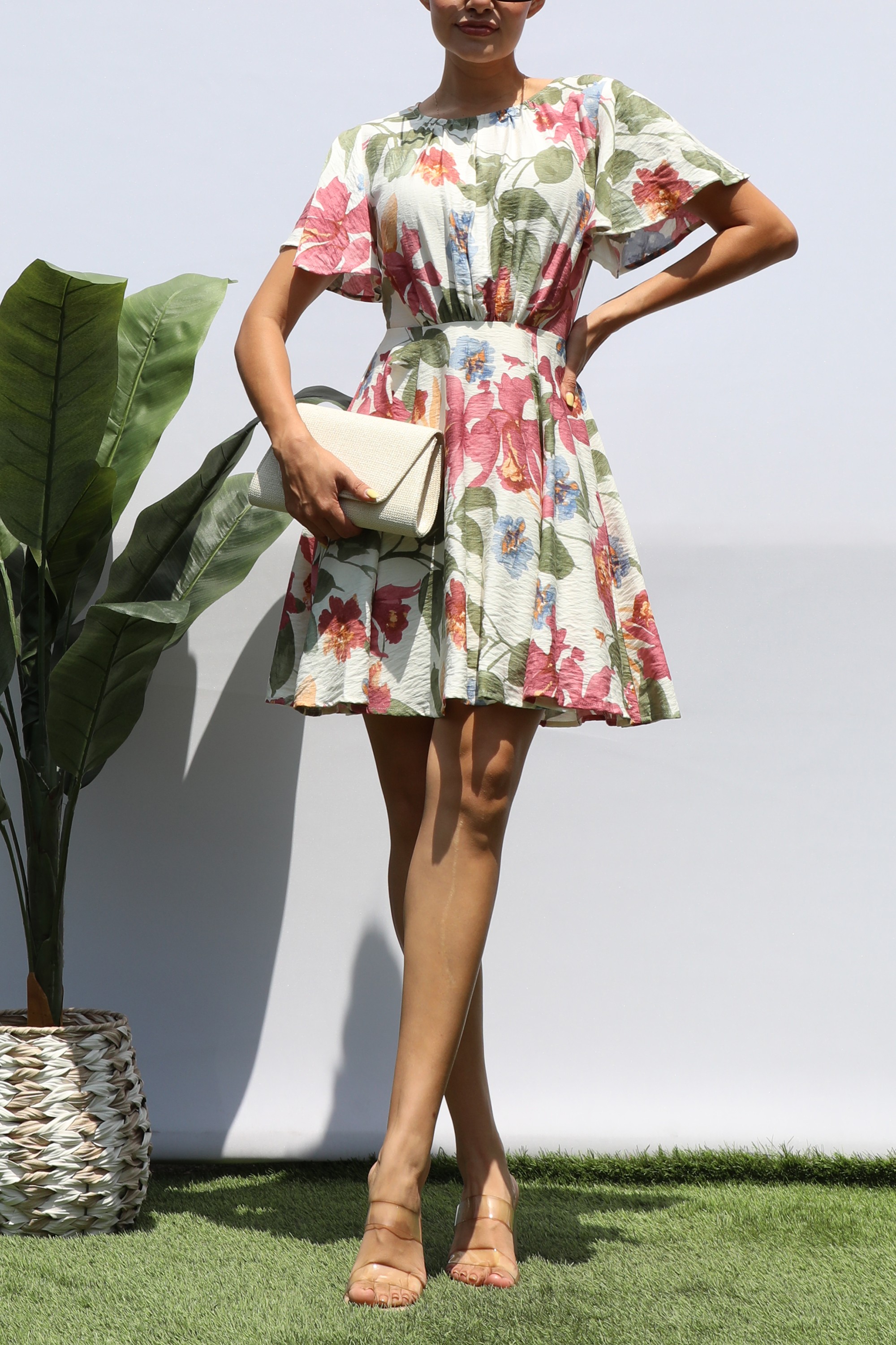 Mauve Multicolor Printed Swing Mini Dress (Talla L) thumbnail