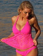 Pink Lace Tankini Open Back