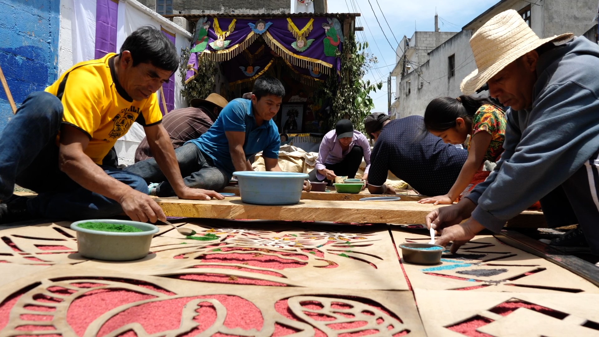 Guatemala, Santa Maria de Jesus - Street decoration for the Easter procession