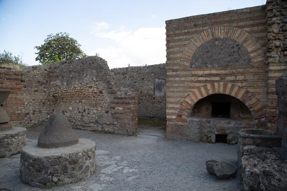 Italy, Pompeii, the Bakery of Numerius Popidius Priscus, with the oven and the stone millstones1