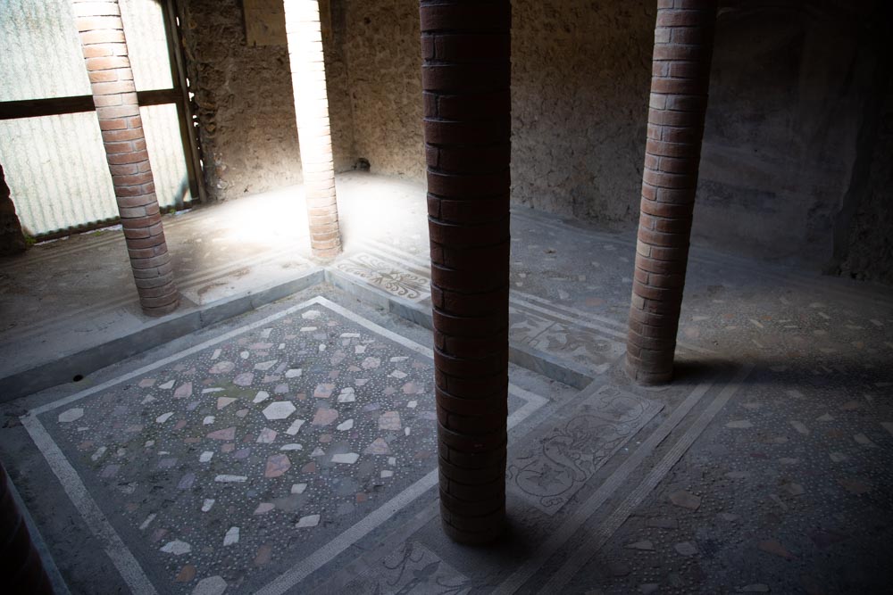 Italy, Pompeii, House of Menander,  view of a room with the Impluvium on the ground floor