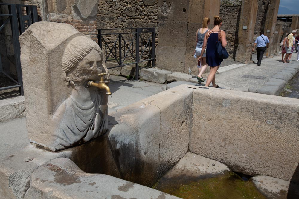 Italy, Pompeii, Decorated public fountain