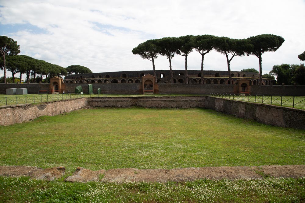 Italy, Pompeii, great palaestra - pool in the center