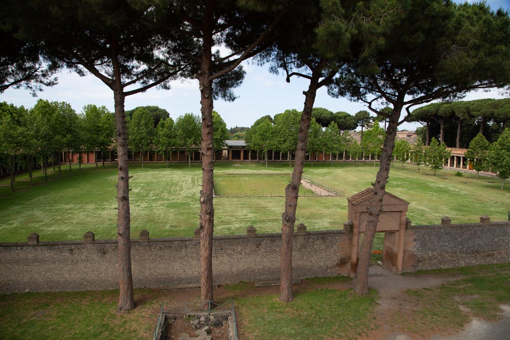Italy, Pompeii, great palaestra - view from the amphitheatre