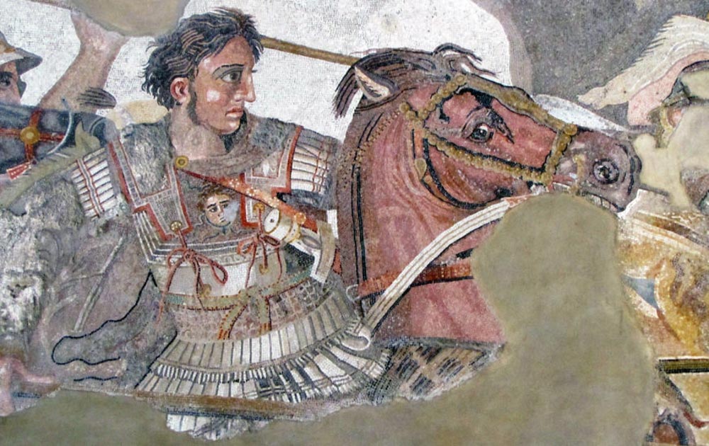 Italy, Pompeii, House of the Faun, room with mosaic showing the battle of Alexander the  Great