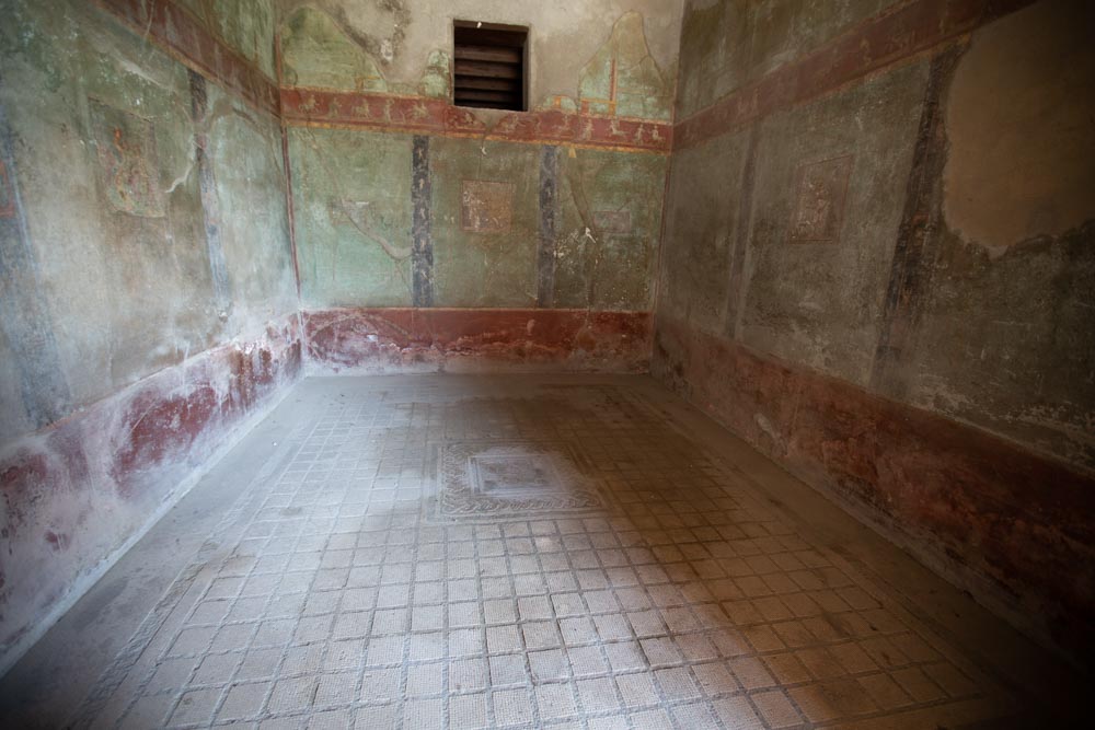 Italy, Pompeii, House of the Menander , room with frescoes on the  walls