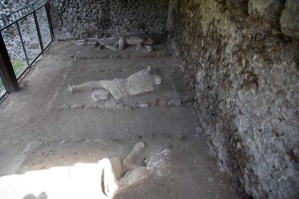 Italy, Pompeii, Plaster casts of victims from the Porta Nocera