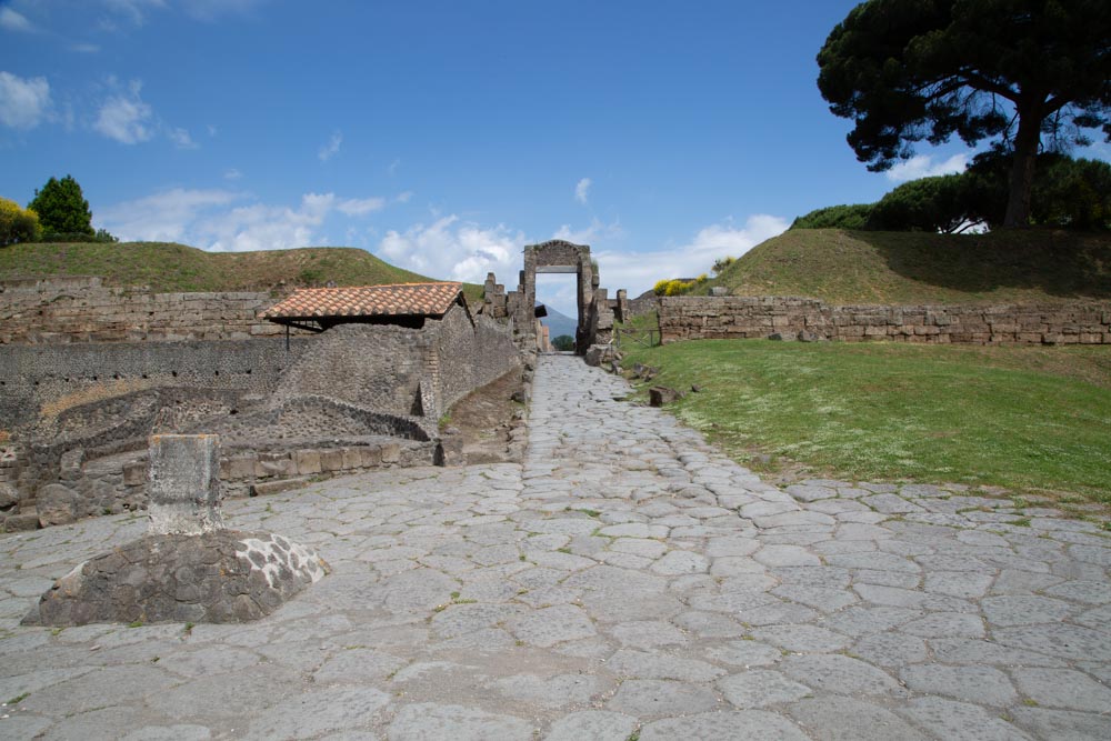 Italy, Pompeii, Porta Nocera and city  walls