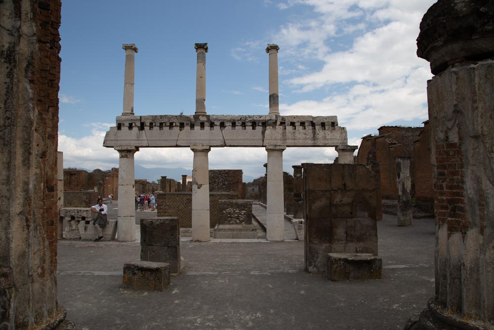 Italy, Pompeii, Roman Forum, Portico with Corinthian columns