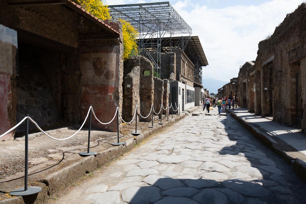Italy, Pompeii, Via dell'Abondanza, Graffity on the facades of shops, perhaps electoral inscriptions