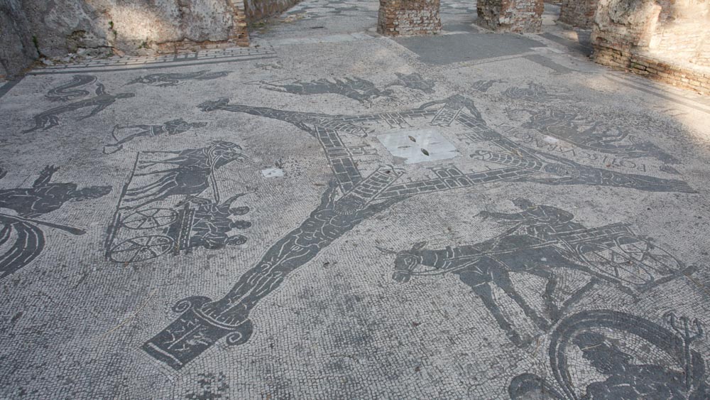Italy, Ostia Antica - Roman Baths - Baths of the Cisiarii - Mosaics