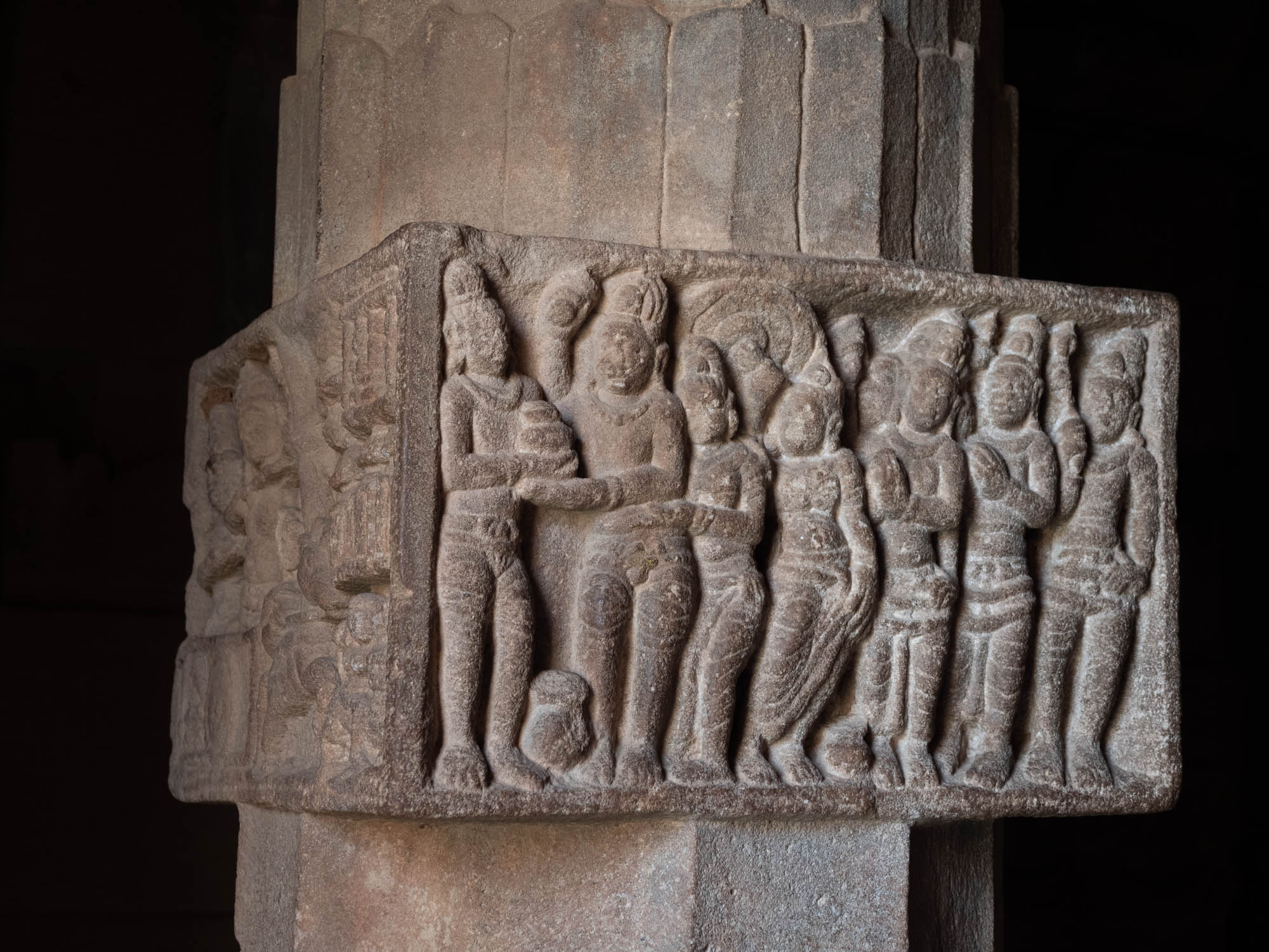 India, Karnataka, Pattadkal, Kasi Visvesvara Temple reliefs