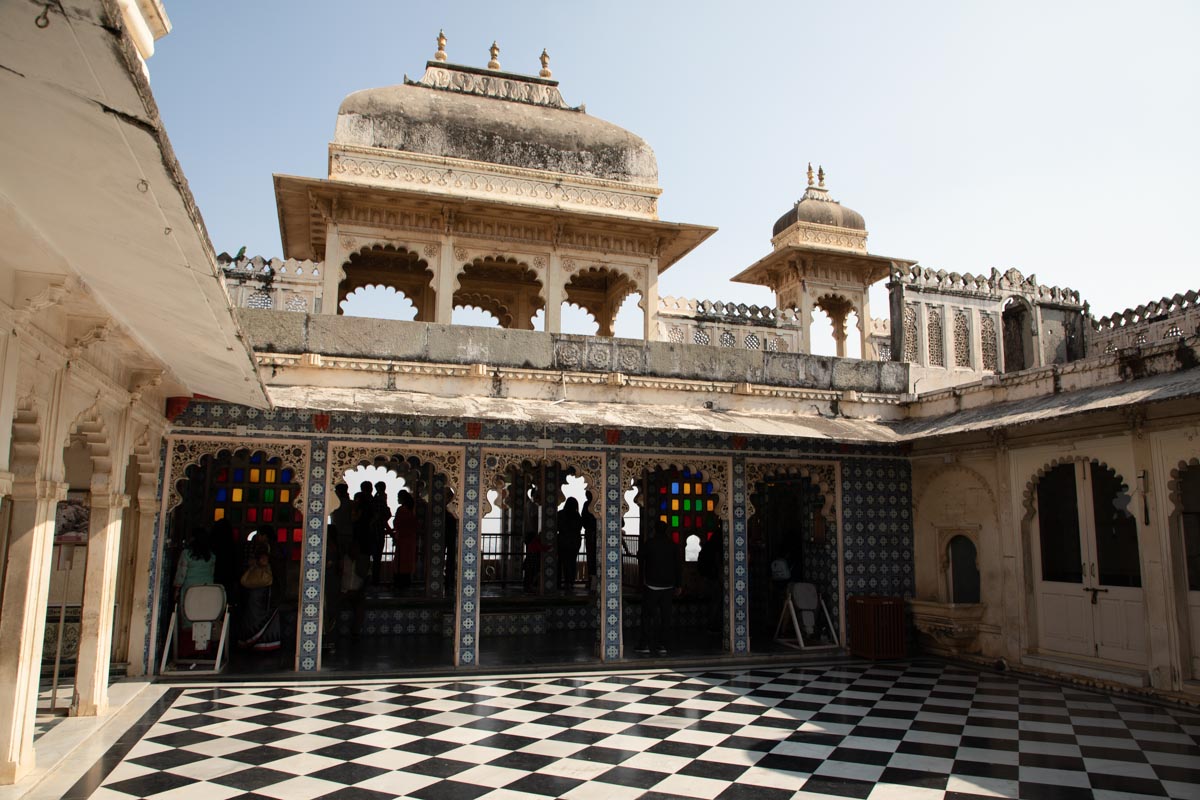 India, Rajasthan, Udaipur - City Palace - Mor Chowk (Peacock Courtyard)