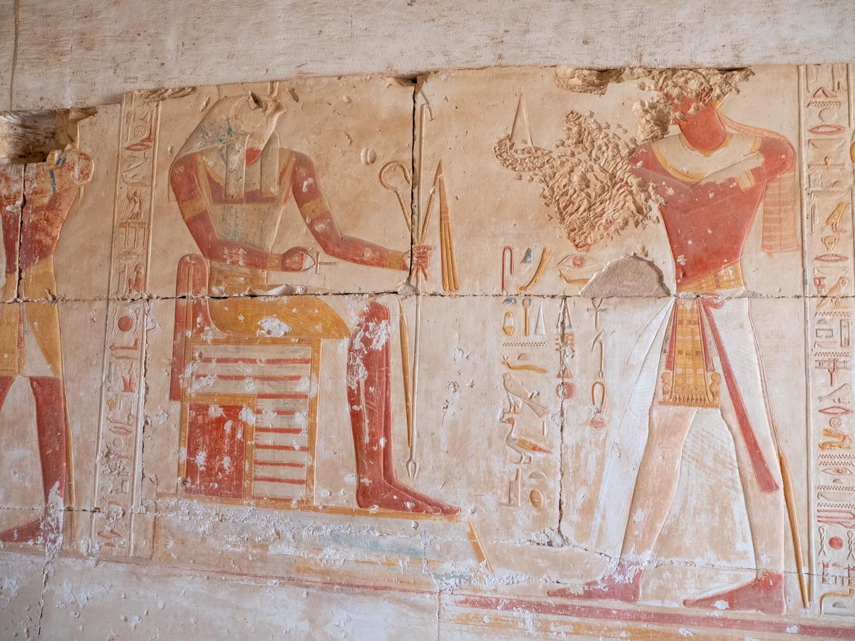 Egypt, Abydos - Temple of Rameses II - wall paintings