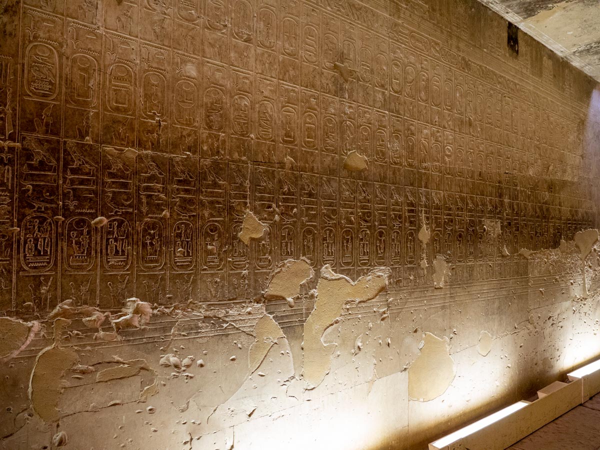 Egypt, Abydos - Temple of Sety I - Gallery of the King's lists