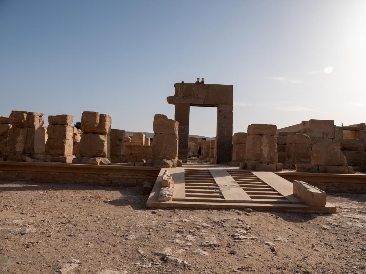 Egypt, Abydos, Temple of Rameses II – door to the second Pylon