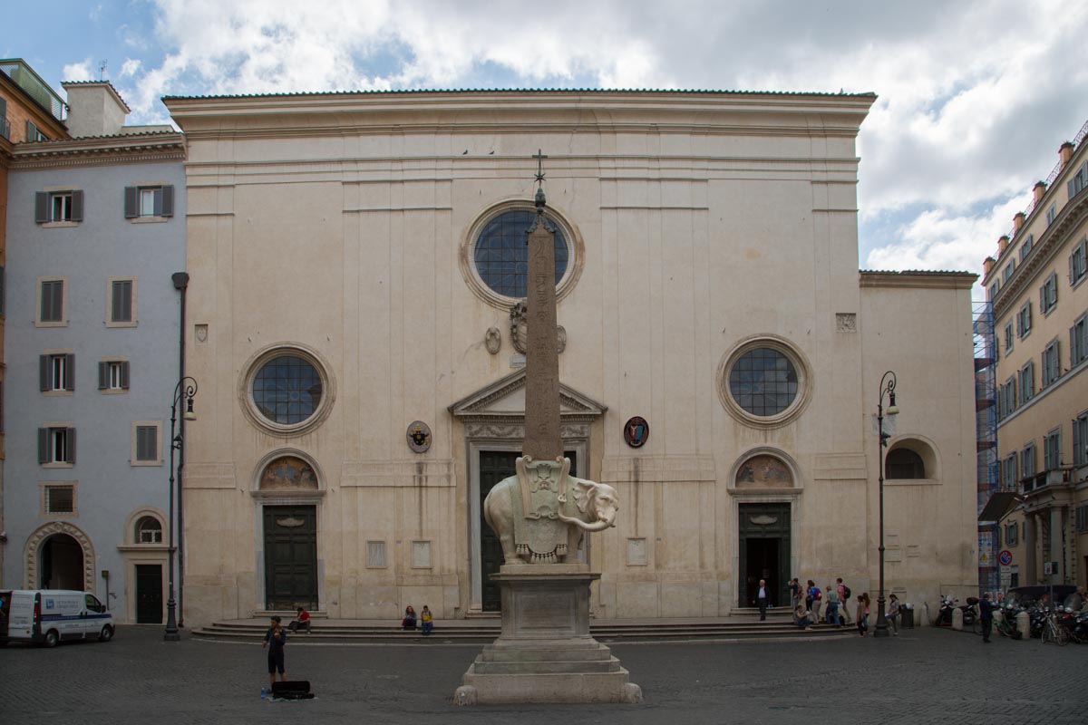 Italy, Rome, Piazza della Minerva Obelisk (Apries) from Egypt Sais