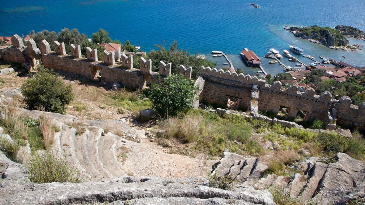 Turkey, Antalya, Simena (Kalekoy) Greek theatre