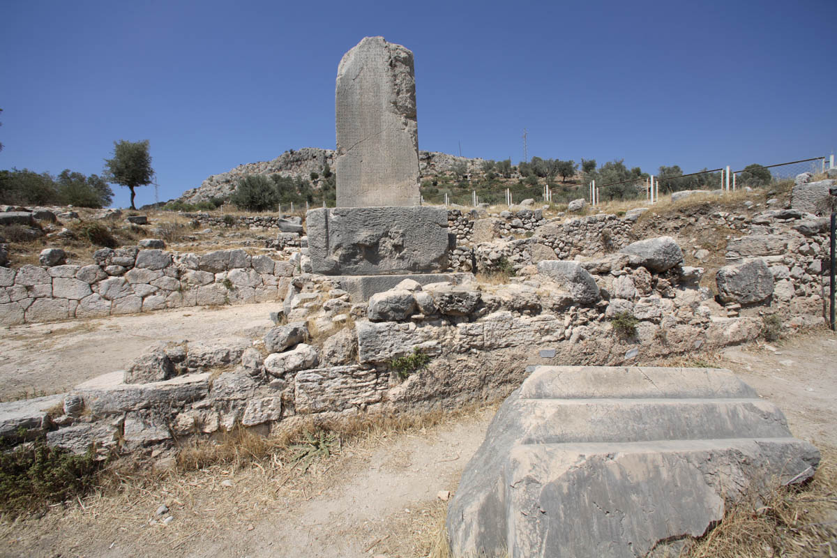 Turkey, Antalya, Xanthos - column with Lycian inscription