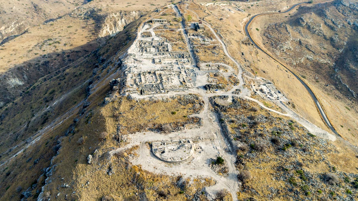 Israel, Aerial view, Hippos-Sussita ancient city