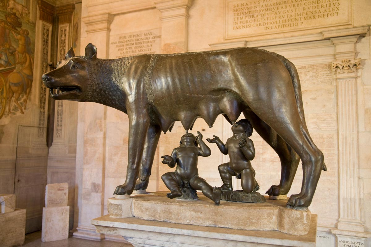 Italy, Rome - Bronze statue - Romulus and Remus