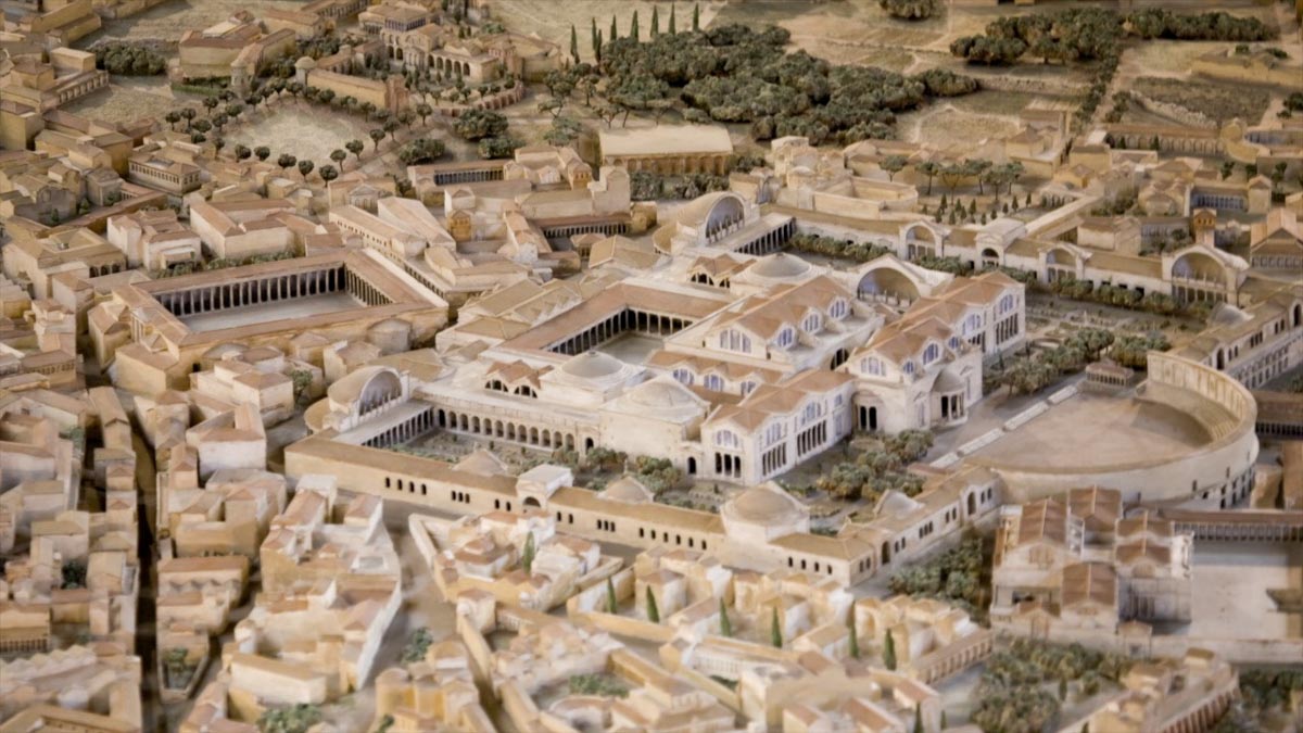Italy, Rome, Baths of Trajan (Model) 00:00:37)