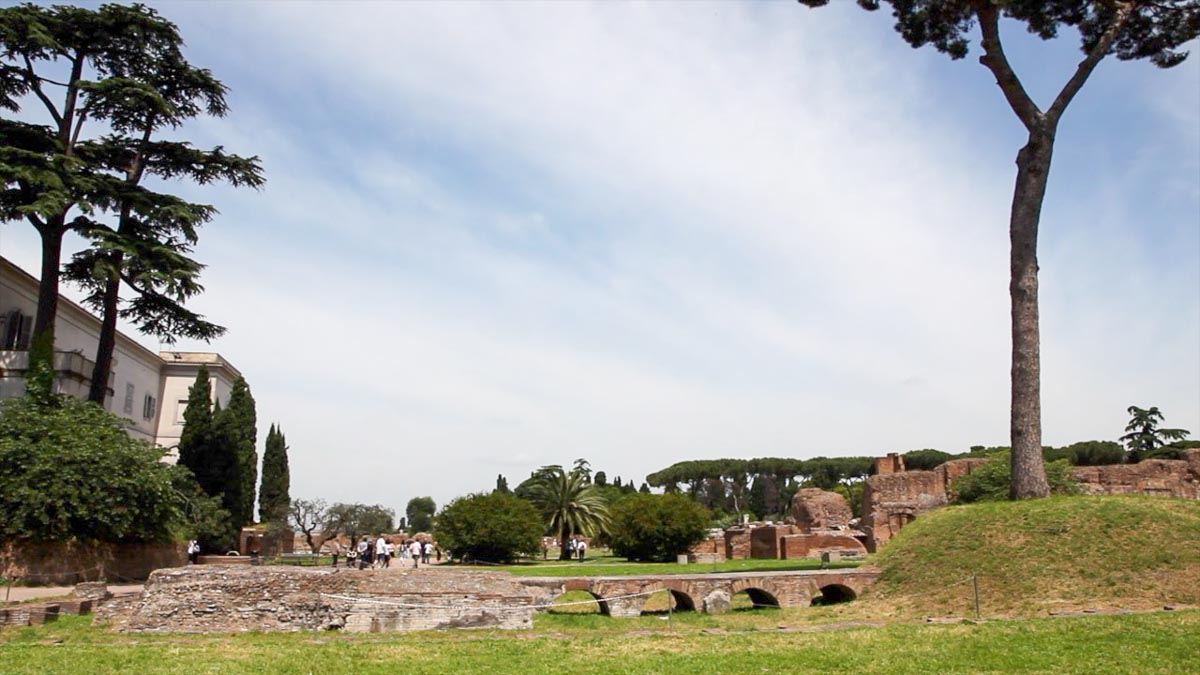Italy, Rome, Palatine Hill - Roman palace of Domitian - temple