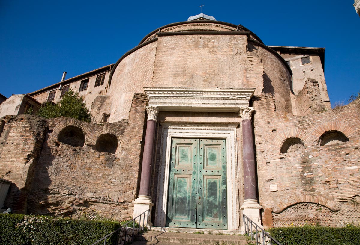 Italy, Rome, Roman Forum - Temple of Romulus bronze door