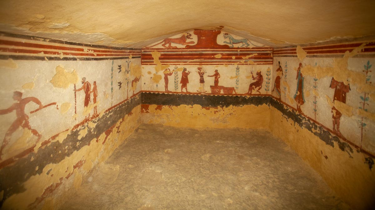 Italy, Tarquinia, Etruscan Monterozzi necropolis